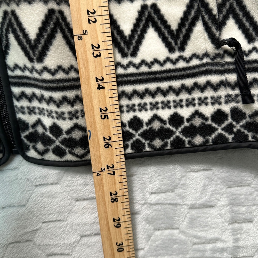 Talbots Women Black White Fair Isle Fleece Zip Jacket L Nordic Skiwear Wintercre - Picture 7 of 7